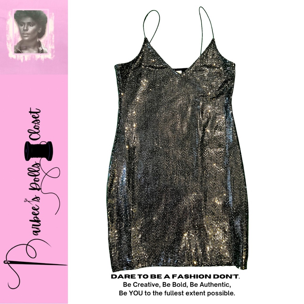 Black and metallic mini (Small sized) sequined dress